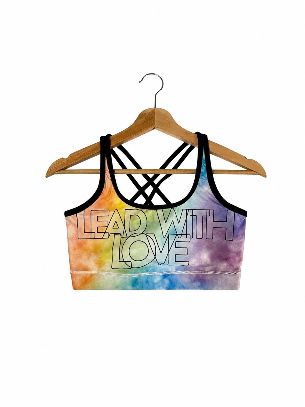 Peloton Lead With Love Pride Tie Dye Strappy Sports Bra Medium Rainbow Yoga